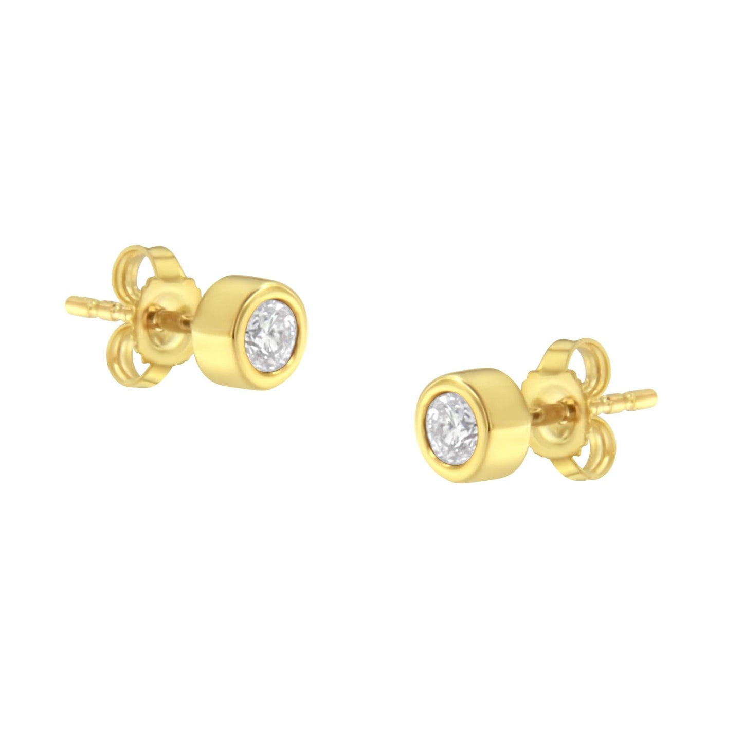 10K Gold 1/4 Cttw Round Brilliant-Cut Near Colorless Diamond Bezel-Set Stud Earrings (H-I Color, I1-I2 Clarity)