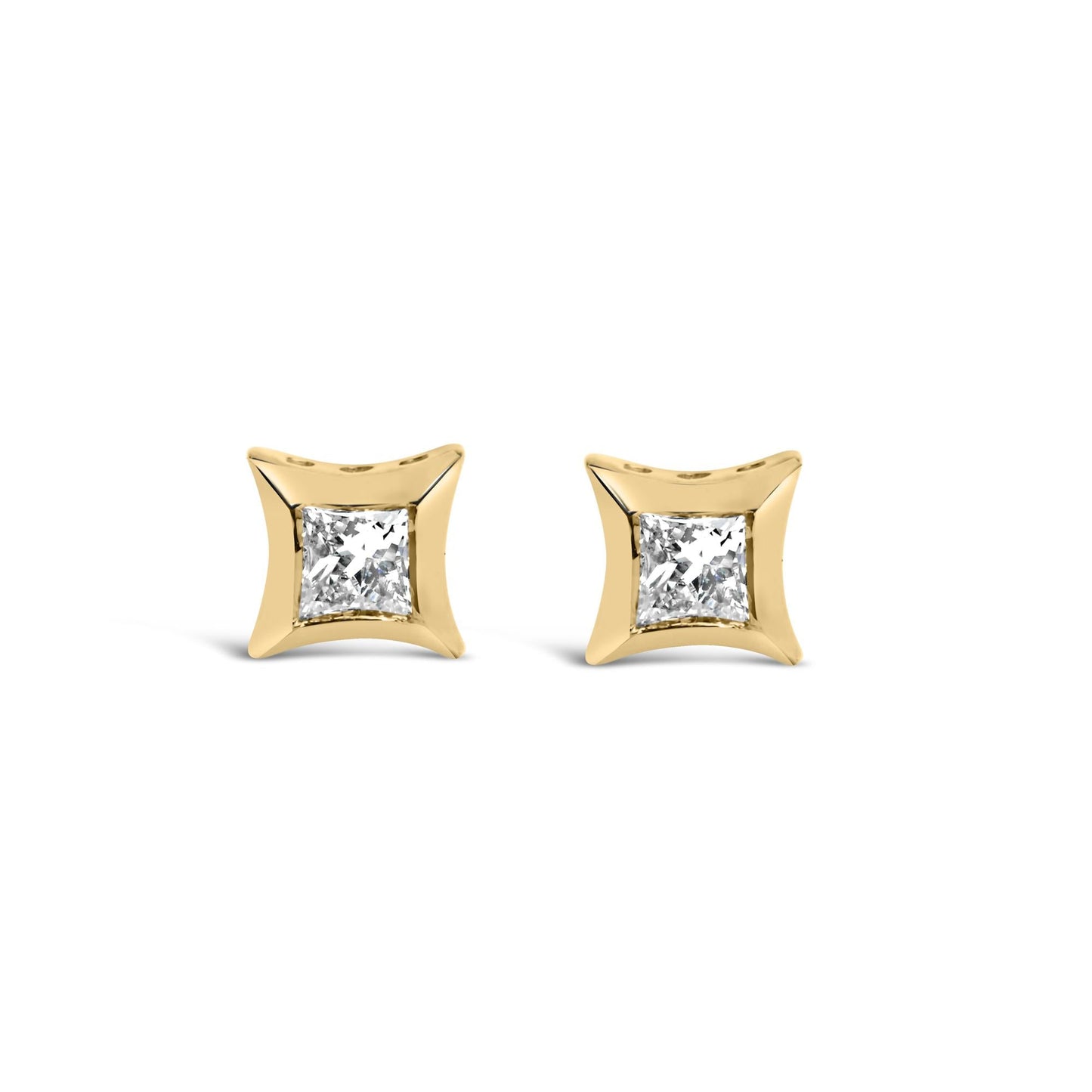 10K White Gold 1/5 Cttw Invisible Set Princess-Cut Diamond Stud Earrings (H-I Color, SI2-I1 Clarity)