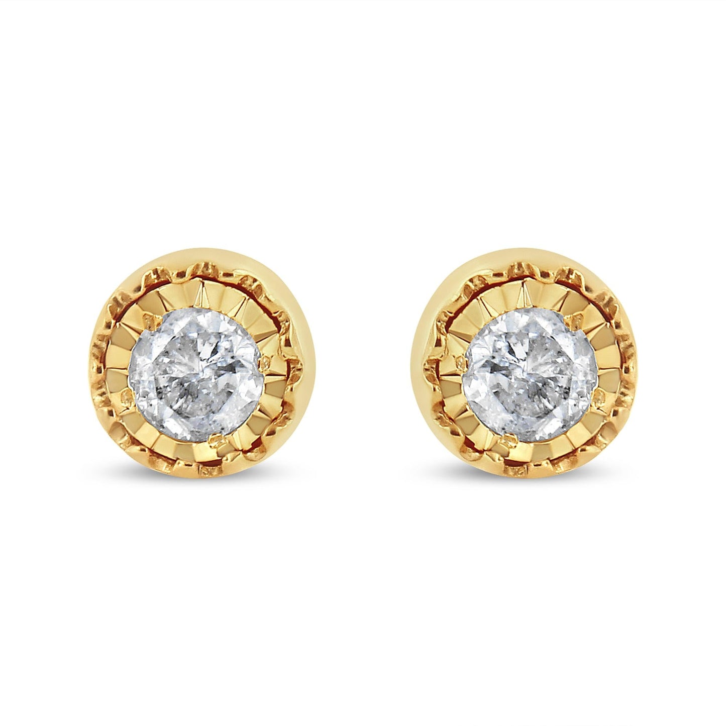 .925 Sterling Silver 3/8 Cttw Solitaire Diamond Miracle Set Stud Earrings (J-K Color, I3 Clarity)