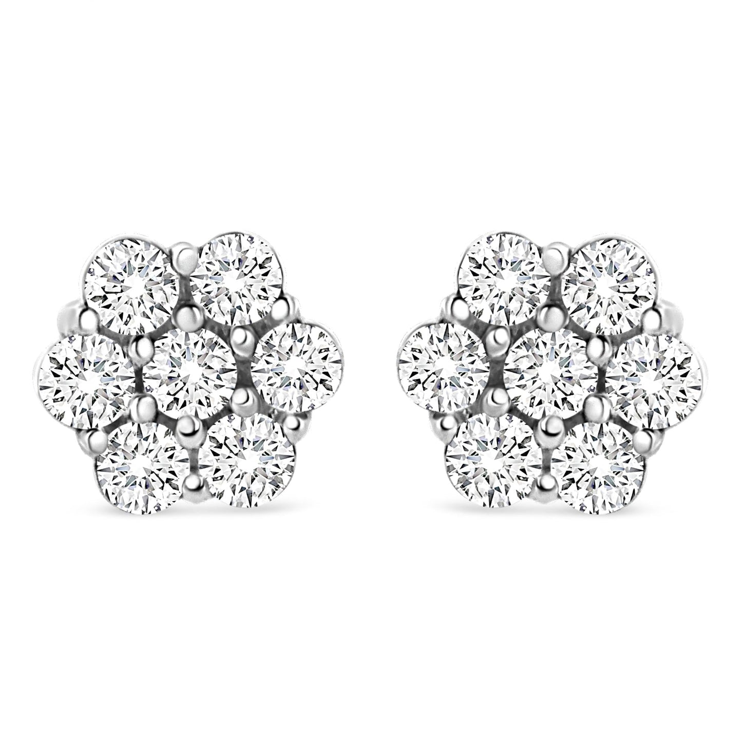 14K White Gold 1/2 cttw Round-Cut Diamond Floral Stud Earrings (I-J Color, SI2-I1 Clarity)