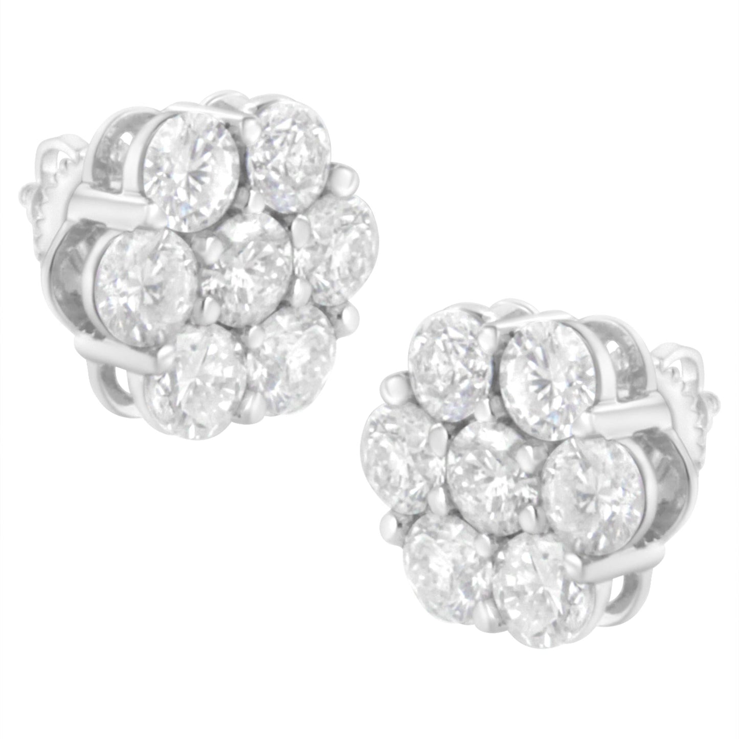 14K White Gold 4 cttw Diamond Flower Earring (H-I Clarity, SI2-I1 Color)