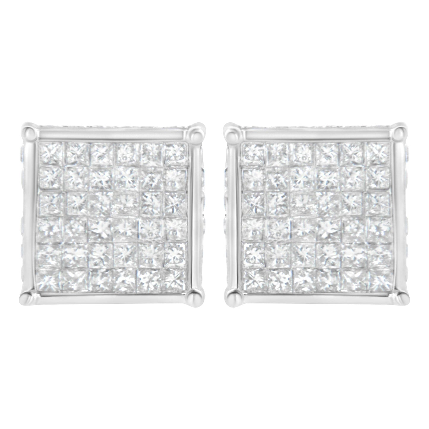 10K White Gold 2ct TDW Princess-Cut Composite Diamond Stud Earring (I-J ,I2-I3)