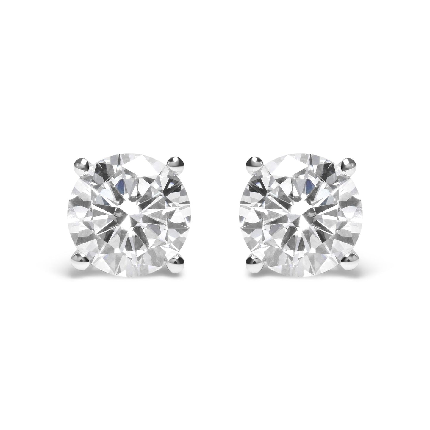 IGI Certified 14K White Gold 5.00 Cttw Round Brilliant-Cut Lab Grown Diamond Classic 4-Prong Stud Earrings with Screw Backs (F-G Color, SI1 Clarity)