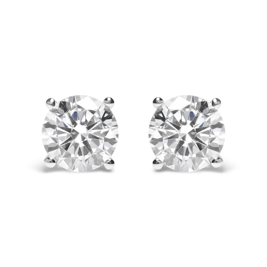 IGI Certified 14K White Gold 5.00 Cttw Round Brilliant-Cut Lab Grown Diamond Classic 4-Prong Stud Earrings with Screw Backs (F-G Color, SI1 Clarity)