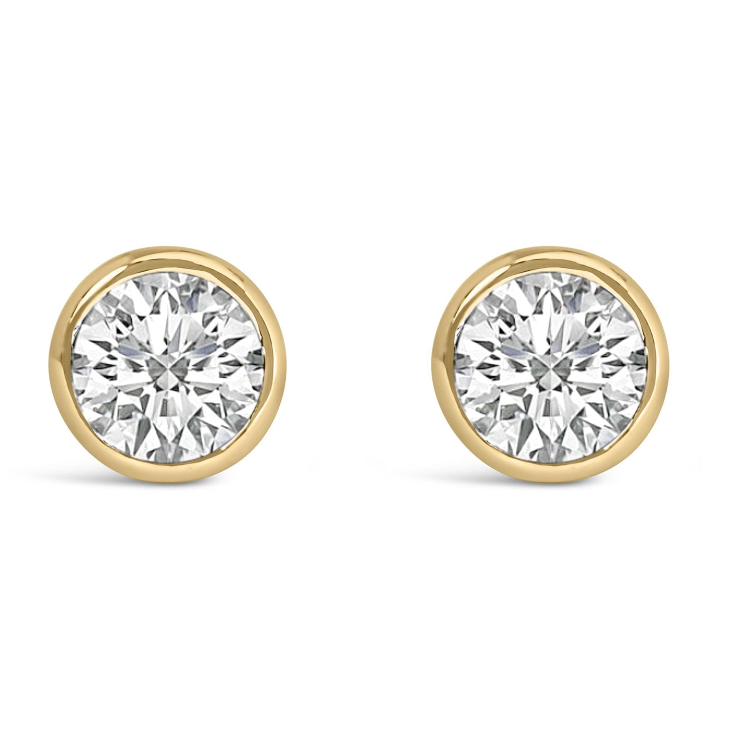 14K Gold Lab Grown Diamond Screw-Back Classic Bezel Solitaire Stud Earrings (G-H Color, VS2-SI1 Clarity)