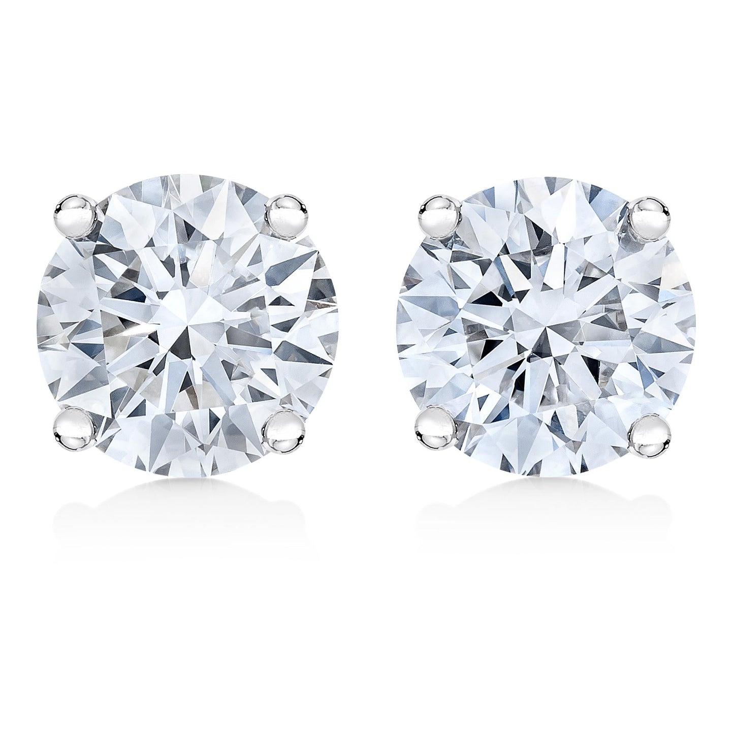 10K Gold Lab Created Round Brilliant Cut Diamond Classic 4-Prong Solitaire Stud Earrings