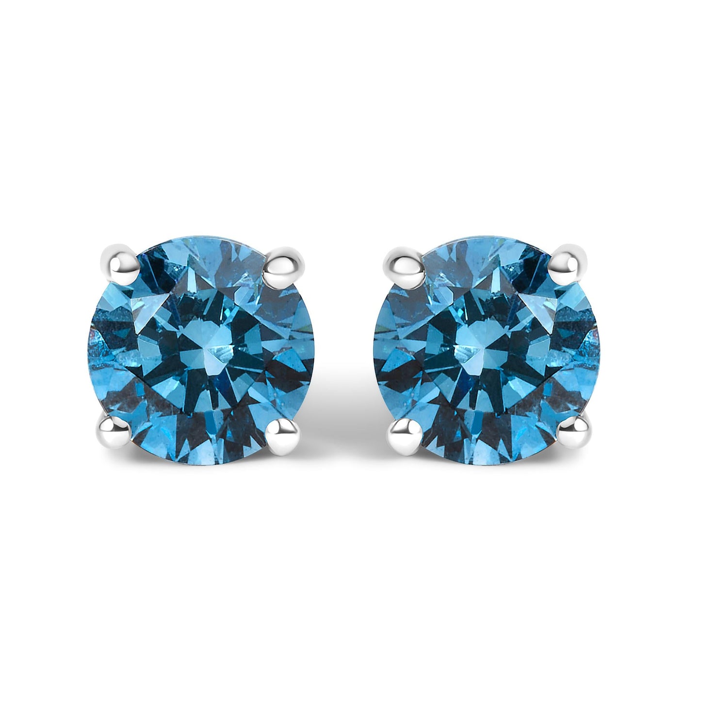 14K Gold Blue Lab Grown Diamond Stud Earrings with Screw Backs