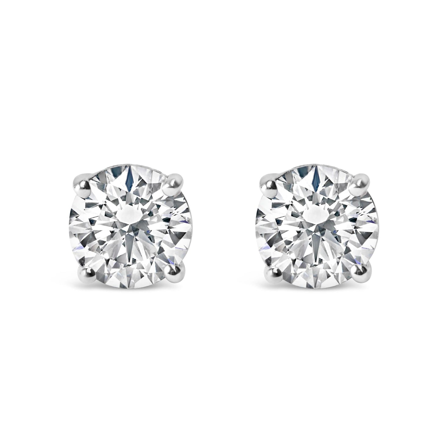 14K Gold 1.0 Carat Round Brilliant Cut Lab Grown White Diamond 4-Prong Classic Solitaire Stud Earrings