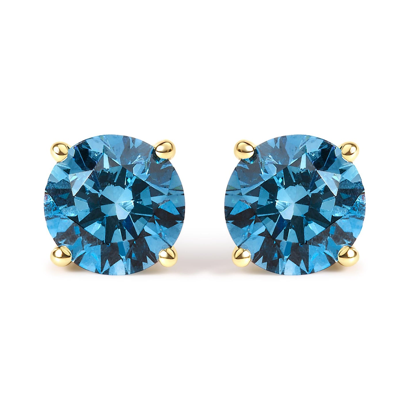 14K Gold Blue Lab Grown Diamond Stud Earrings with Screw Backs