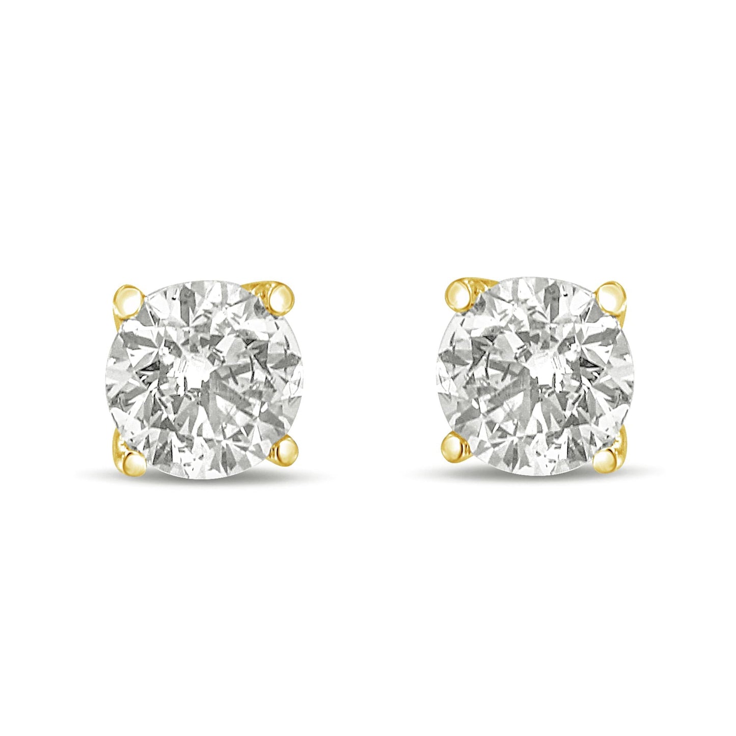 14K Gold 1.0 Carat Round Brilliant Cut Lab Grown White Diamond 4-Prong Classic Solitaire Stud Earrings