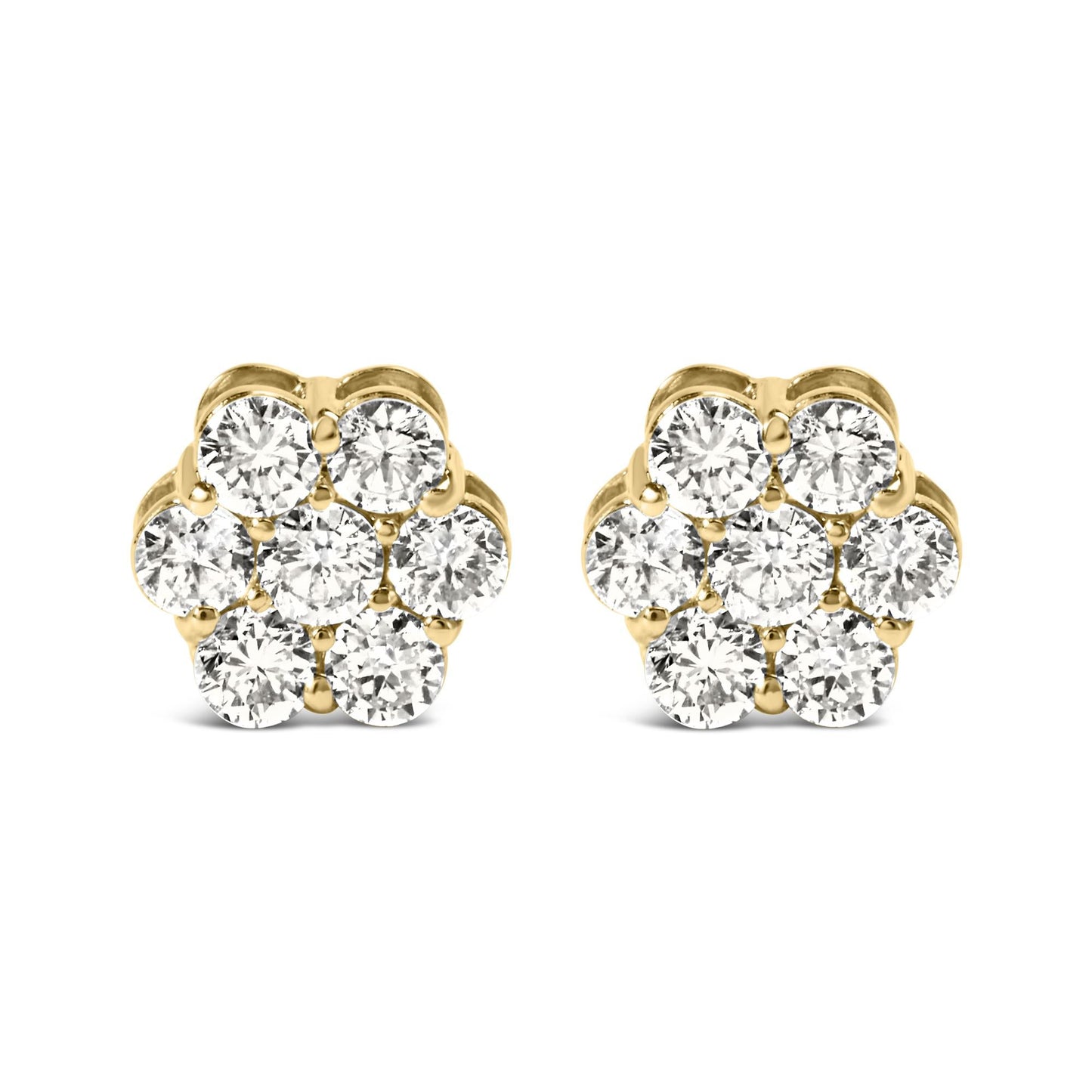 14K White Gold 1 1/2 cttw Prong Set Round-Cut Diamond Floral Cluster Stud Earrings (I-J Color, SI1-SI2 Clarity)