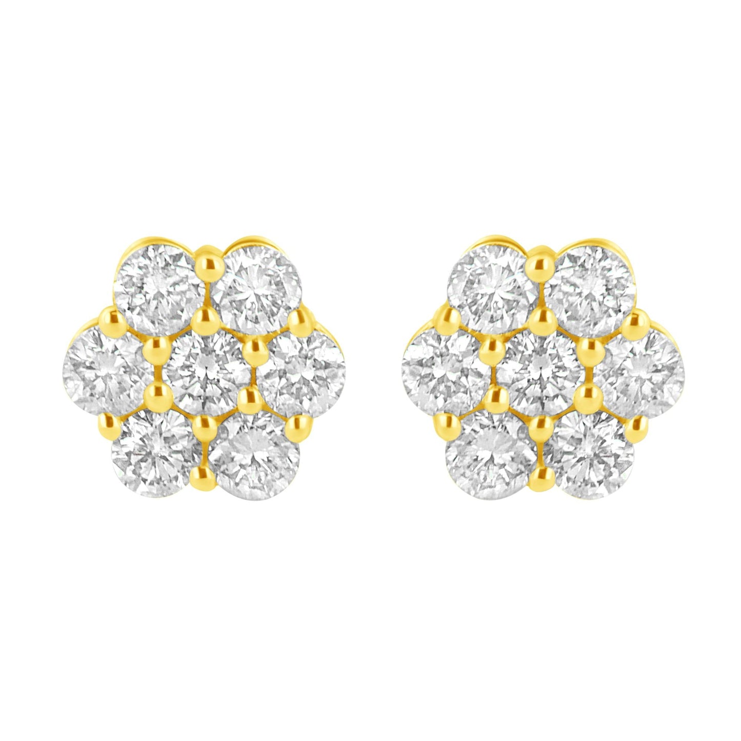 14K Yellow Gold 1.0 Cttw Diamond Flower Earring (J-K Color, I1-I2 Clarity)