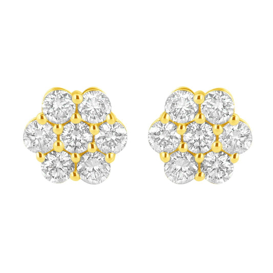 14K Yellow Gold 1.0 Cttw Diamond Flower Earring (J-K Color, I1-I2 Clarity)