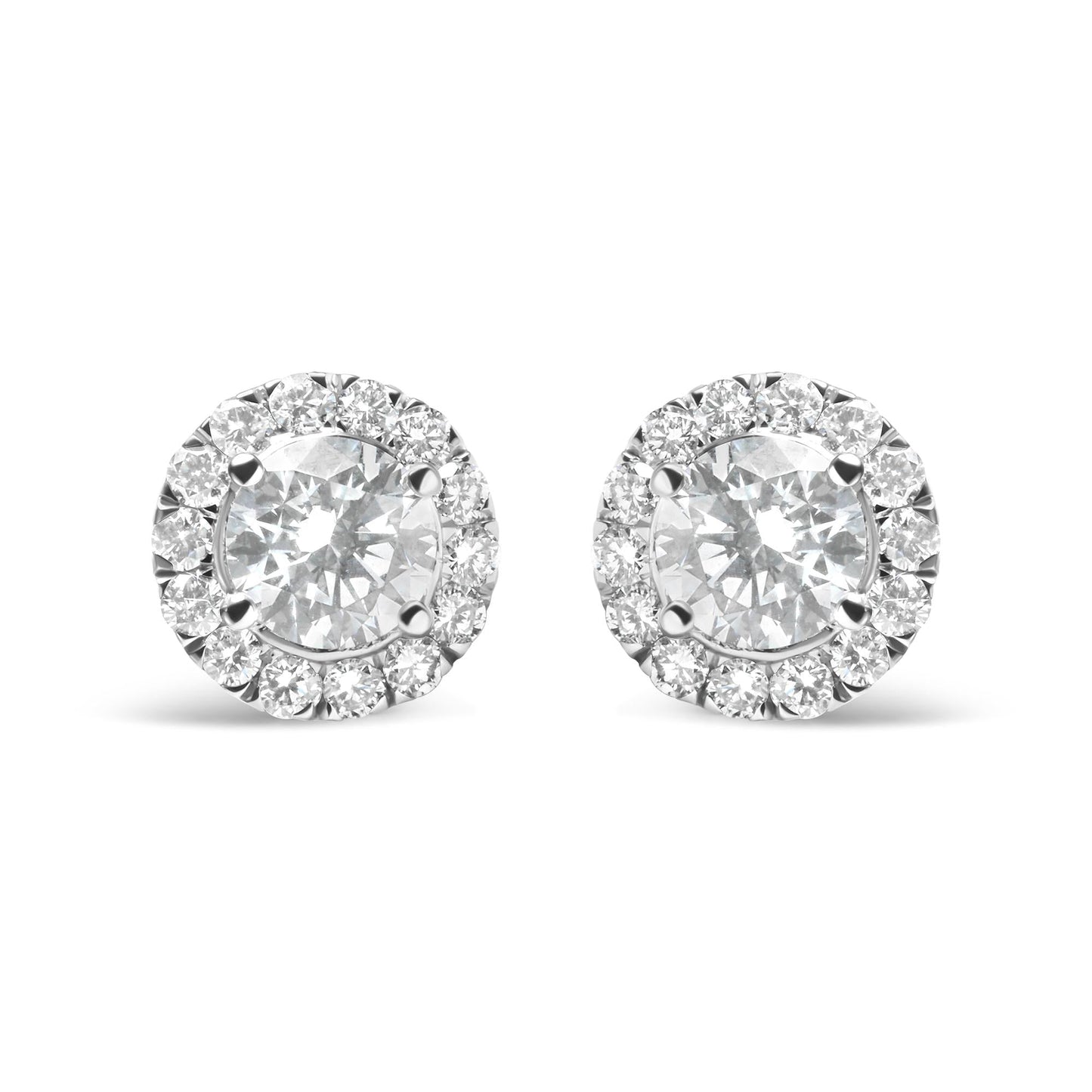 14K White Gold Lab Grown Diamond Solitaire Stud Earrings with Halo (2.00 Cttw, F-G Color, VS2-SI1 Clarity