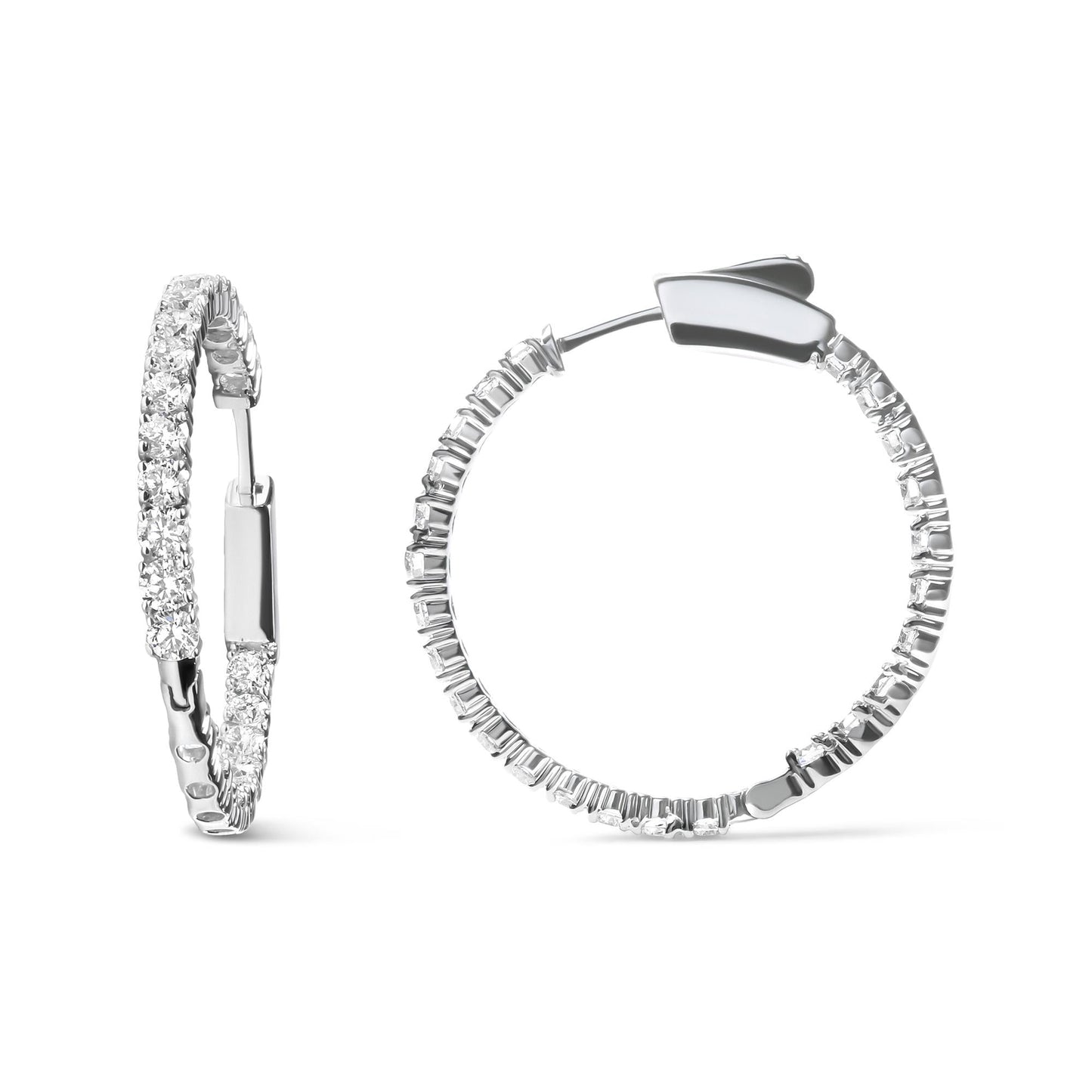 14K White Gold 1.0 Carat Inside Out Lab-grown diamond Fashion Hoop Earrings (F-G Color, VS1-VS2 Clarity)