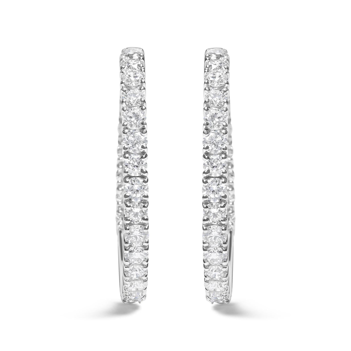 14K White Gold 5.00 Cttw Lab Grown Diamond Inside Out Hoop Earrings (F-G Color, VS1-VS2 Clarity)