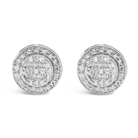 10K White Gold 3/4 Cttw Diamond Composite with Halo Stud Earrings (H-I Color, SI1-SI2 Clarity)