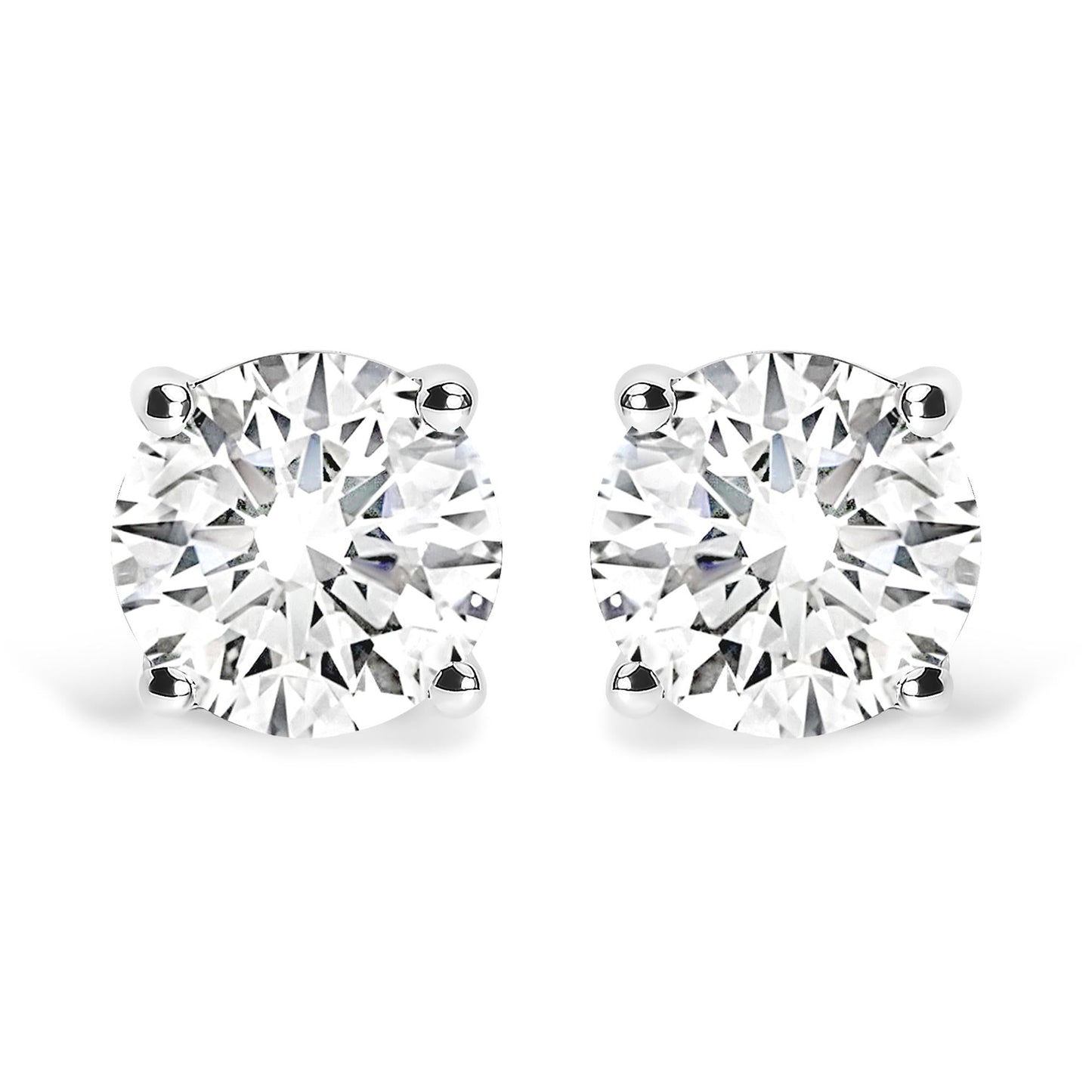 14K White Gold 2 3/4 Cttw Round Brilliant-Cut Lab Grown Diamond Classic 4-Prong Stud Earrings (F-G Color, VS1-VS2 Clarity)