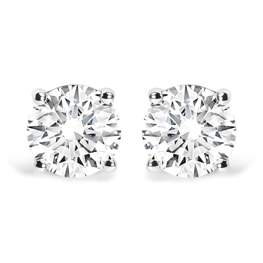 14K White Gold 2 3/4 Cttw Round Brilliant-Cut Lab Grown Diamond Classic 4-Prong Stud Earrings (F-G Color, VS1-VS2 Clarity)