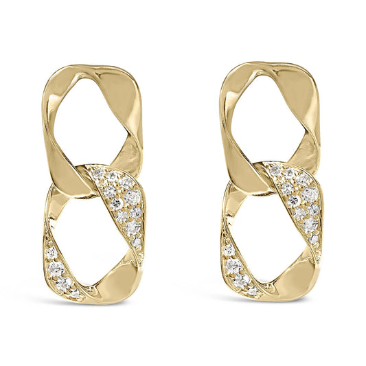 14K Yellow Gold Plated .925 Sterling Silver Open Link 1/5 Cttw Diamond Drop Earrings (H-I Color, I1-I2 Clarity)