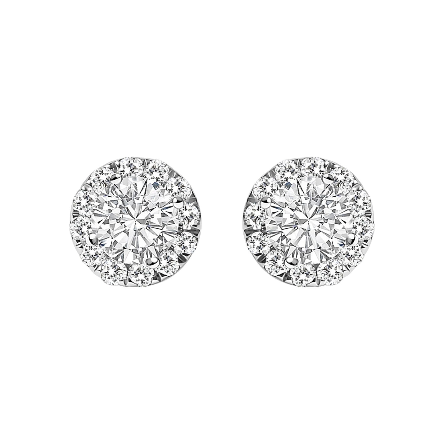 14K White Gold 1/2 Cttw Lab-Grown Diamond Halo Stud Earring (F-G Color, VS1-VS2 Clarity)