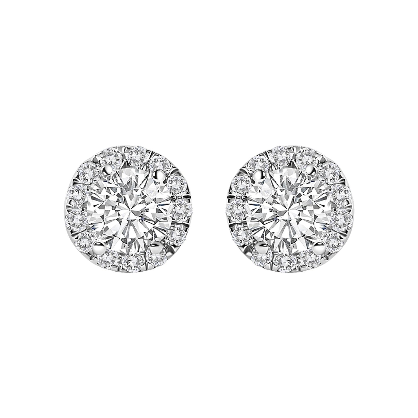 14K White Gold 1.0 Cttw Lab-Grown Diamond Halo Stud Earring (F-G Color, VS1-VS2 Clarity)