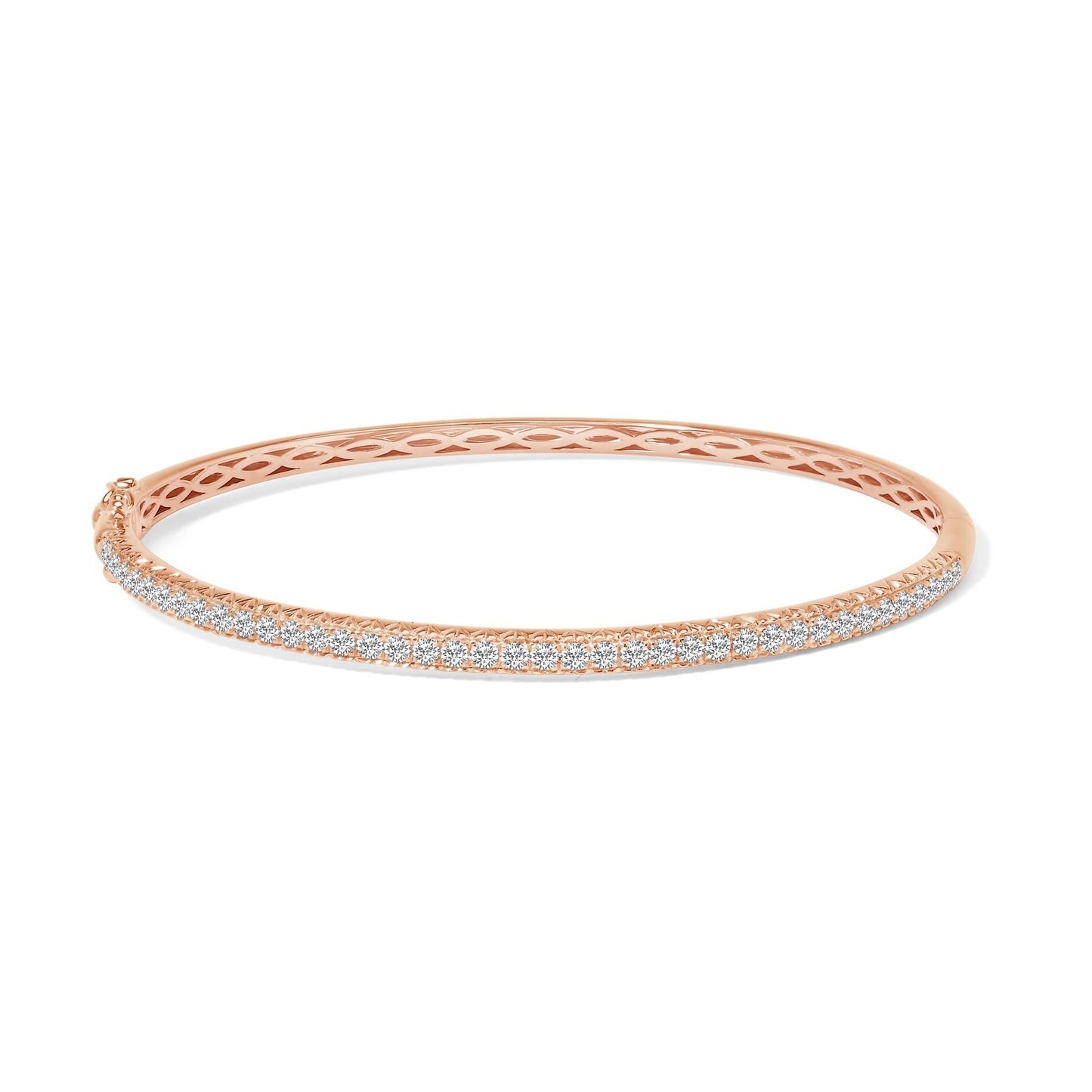 14K Gold 1.00 Cttw Half Eternity Diamond Bangle Bracelet (G-H Color, SI2-I1 Clarity) - 7" Inches