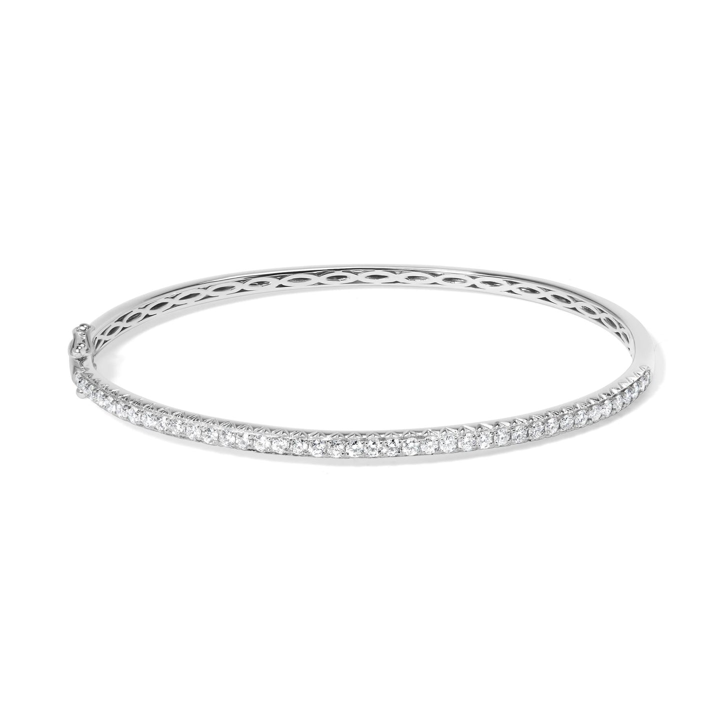 14K Gold 1.00 Cttw Half Eternity Diamond Bangle Bracelet (G-H Color, SI2-I1 Clarity) - 7" Inches