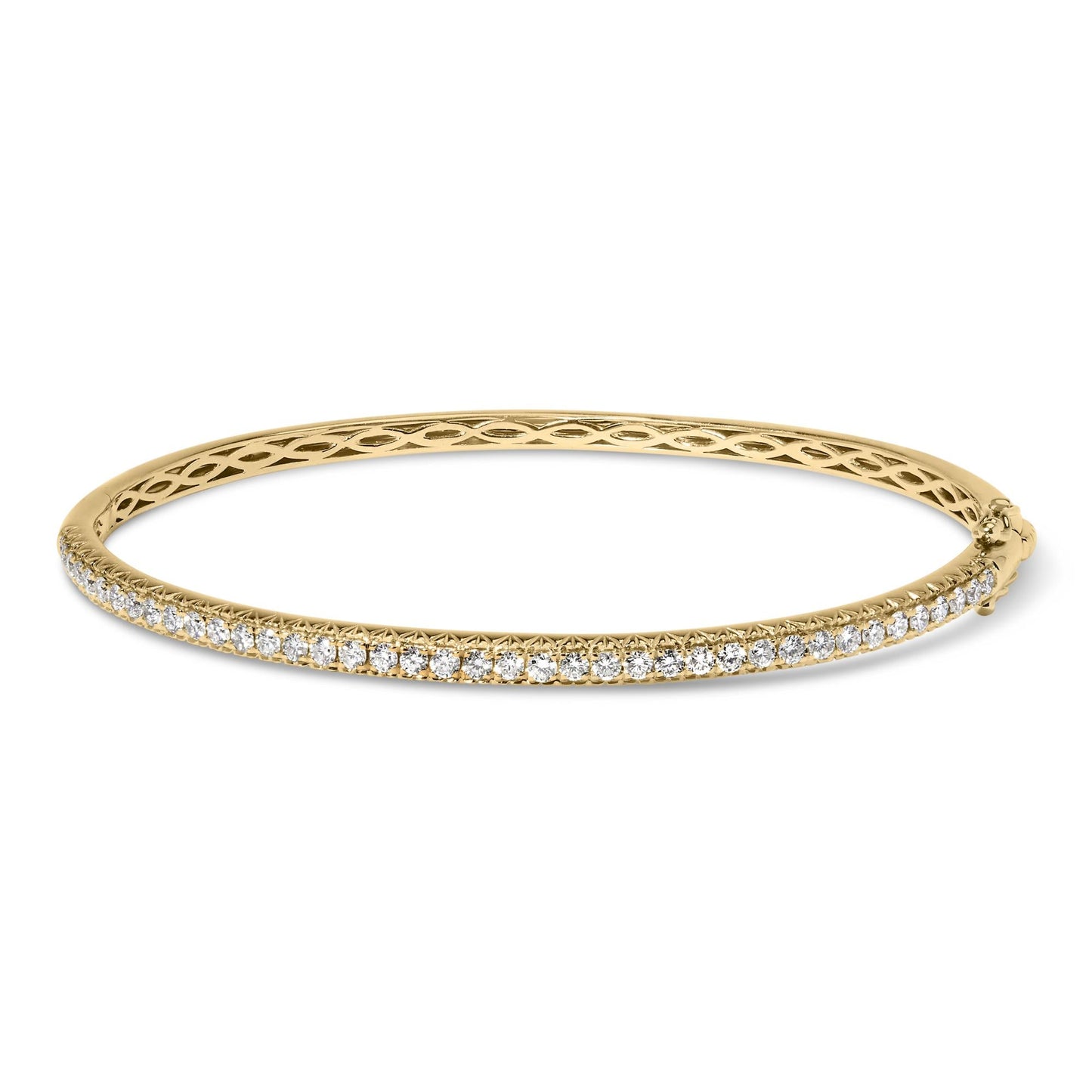 14K Gold 1.00 Cttw Half Eternity Diamond Bangle Bracelet (G-H Color, SI2-I1 Clarity) - 7" Inches