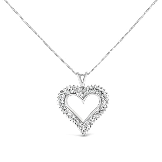 .925 Sterling Silver Diamond Heart 18" Pendant Necklace (I-J Color, I2-I3 Clarity)