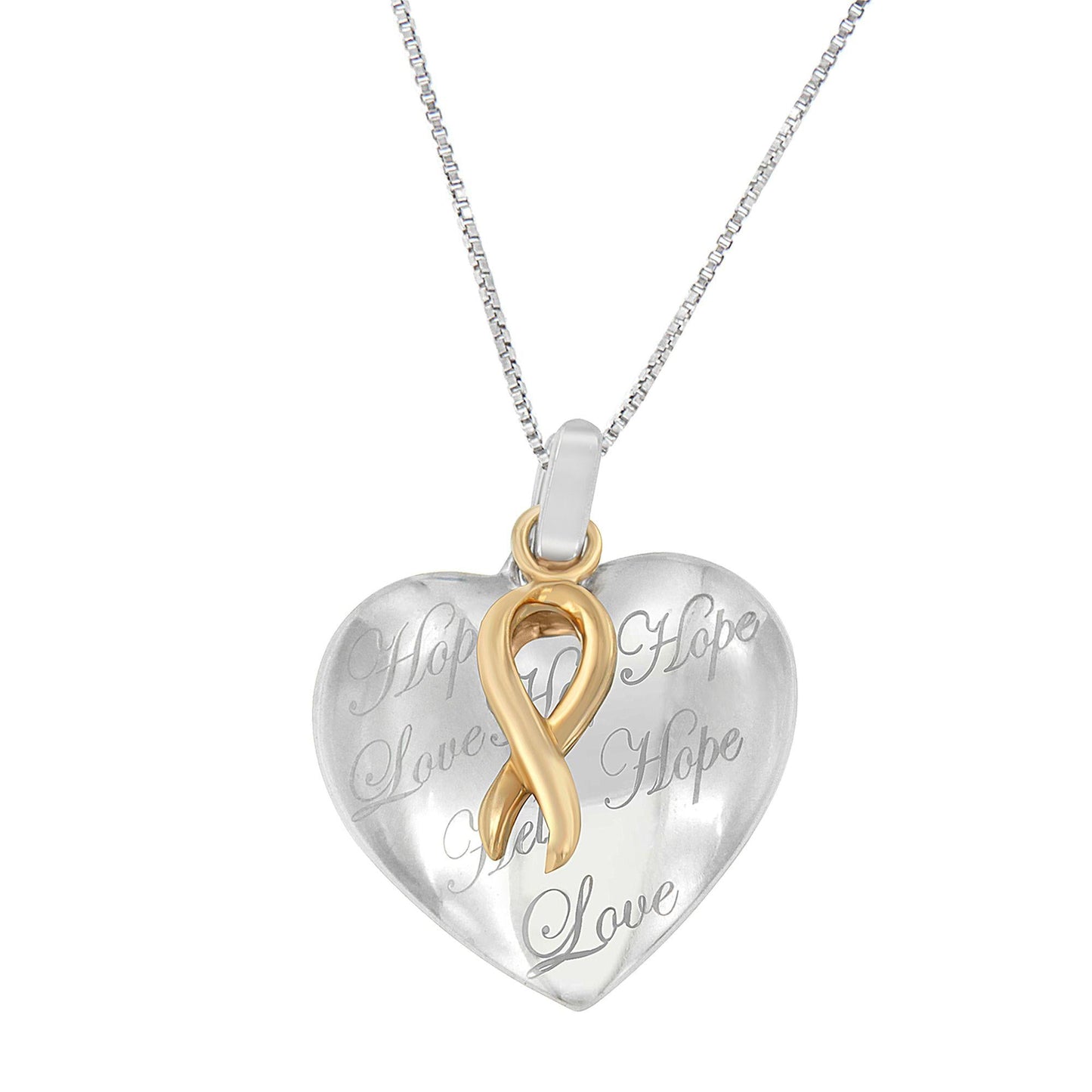 10K Yellow Gold Over Silver Heart Pendant Necklace