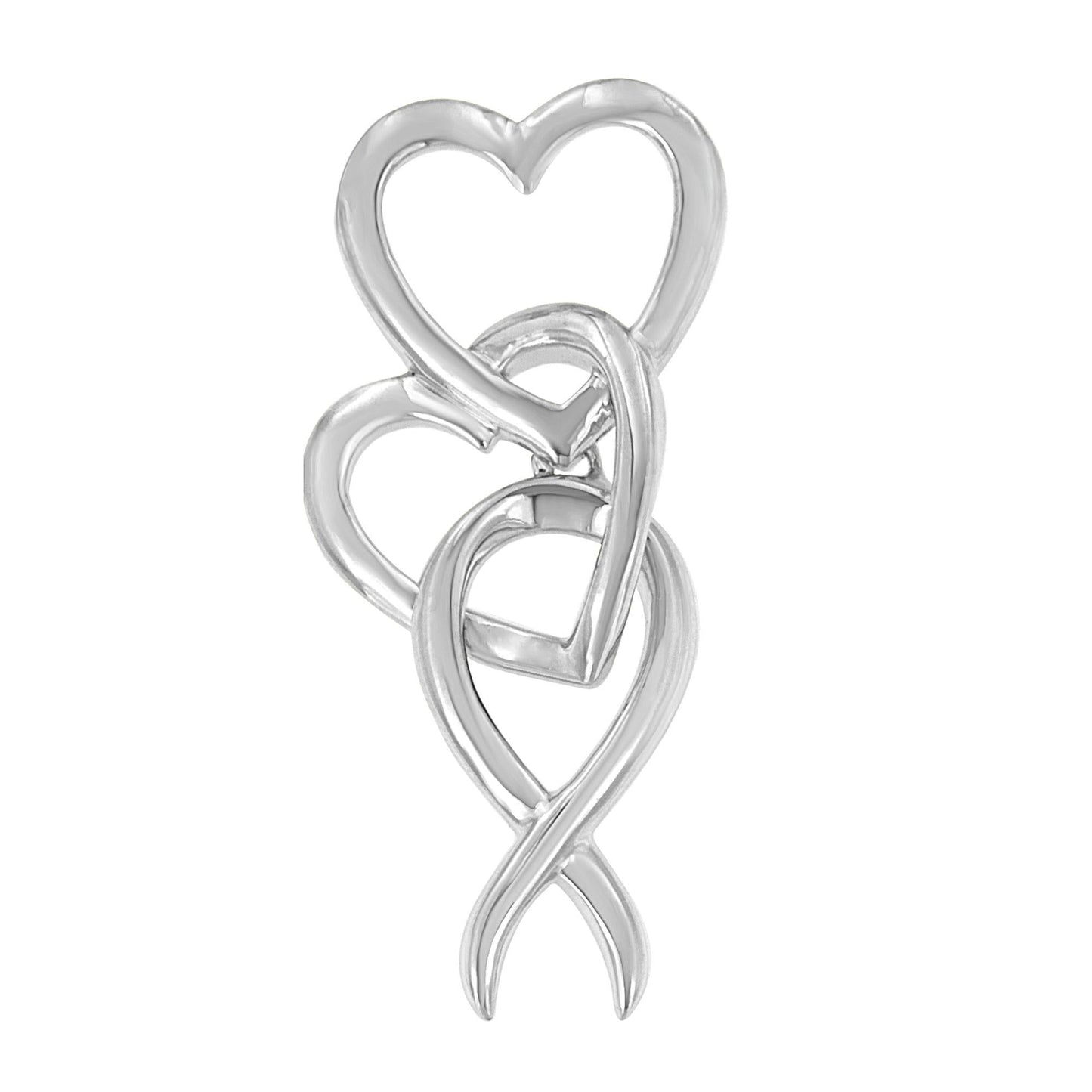 .925 Sterling Silver Double-Heart & Awareness Ribbon Linked Pendant Necklace