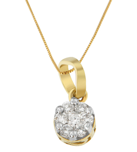 14K Yellow Gold Round Cut Diamond Circle Pendant Necklace (1/3 cttw, H-I Color, I1-I2 Clarity)