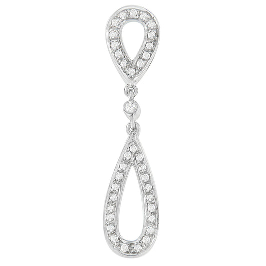 14 White Gold 1/4 cttw Round Cut Diamond Double Tear Drop Pendant Necklace (H-I, I2-I3)