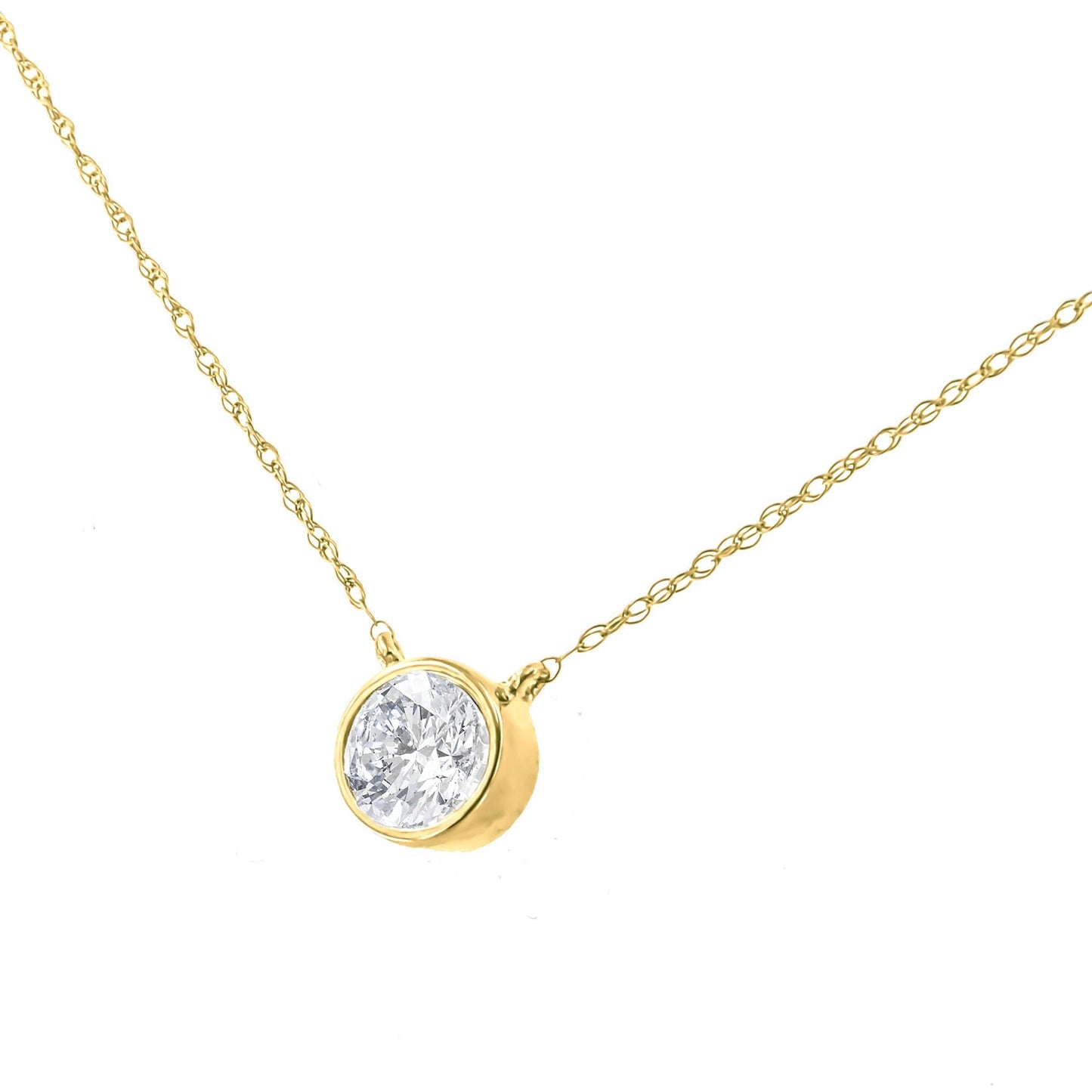 AGS Certified 10K Gold Diamond Solitaire Pendant Necklace (G-H, SI2-I1)