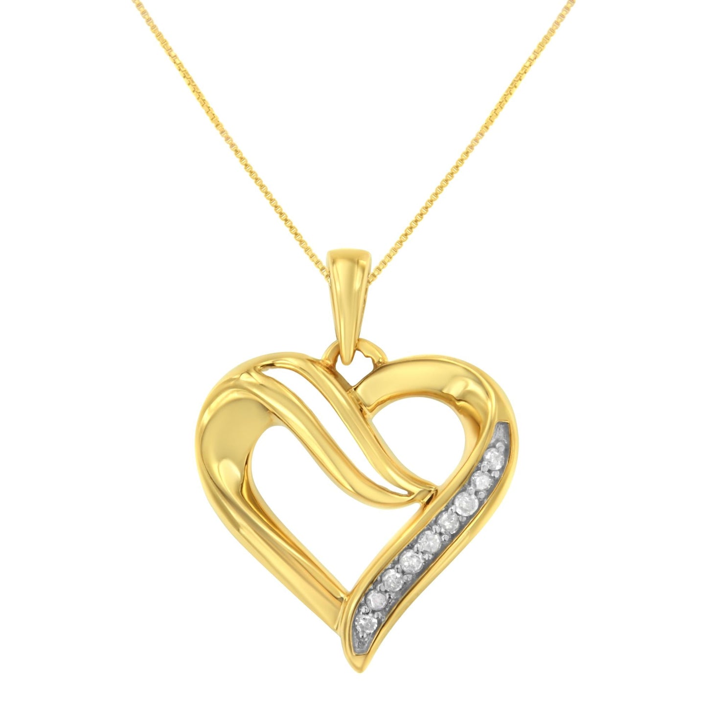 .925 Sterling Silver 1/10 Cttw Diamond Open Heart 18" Pendant Necklace (I-J Color, I2-I3 Clarity)