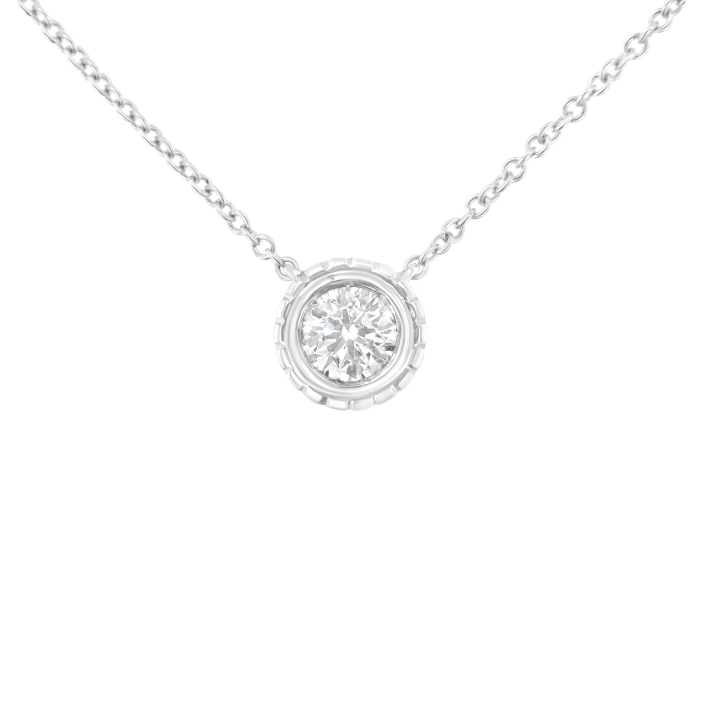 10K White Gold 1/4 Cttw Round-Cut Diamond Solitaire Chakra Style 18" Pendant Necklace (J-K Color, I1-I2 Clarity)