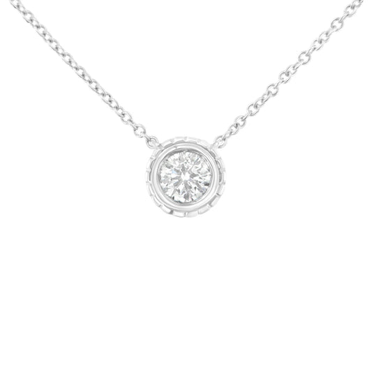 10K White Gold 1/4 Cttw Round-Cut Diamond Solitaire Chakra Style 18" Pendant Necklace (J-K Color, I1-I2 Clarity)