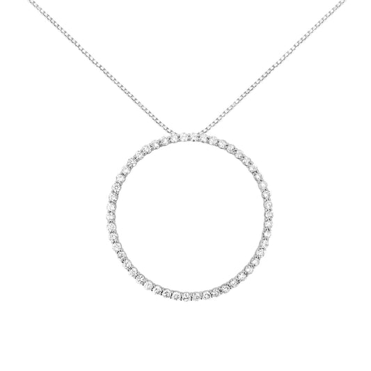 .925 Sterling Silver 4 cttw Prong Set, Round-Cut Diamond Open Circle Hoop 18" Pendant Necklace (J-K Color, I1-I2 Clarity)