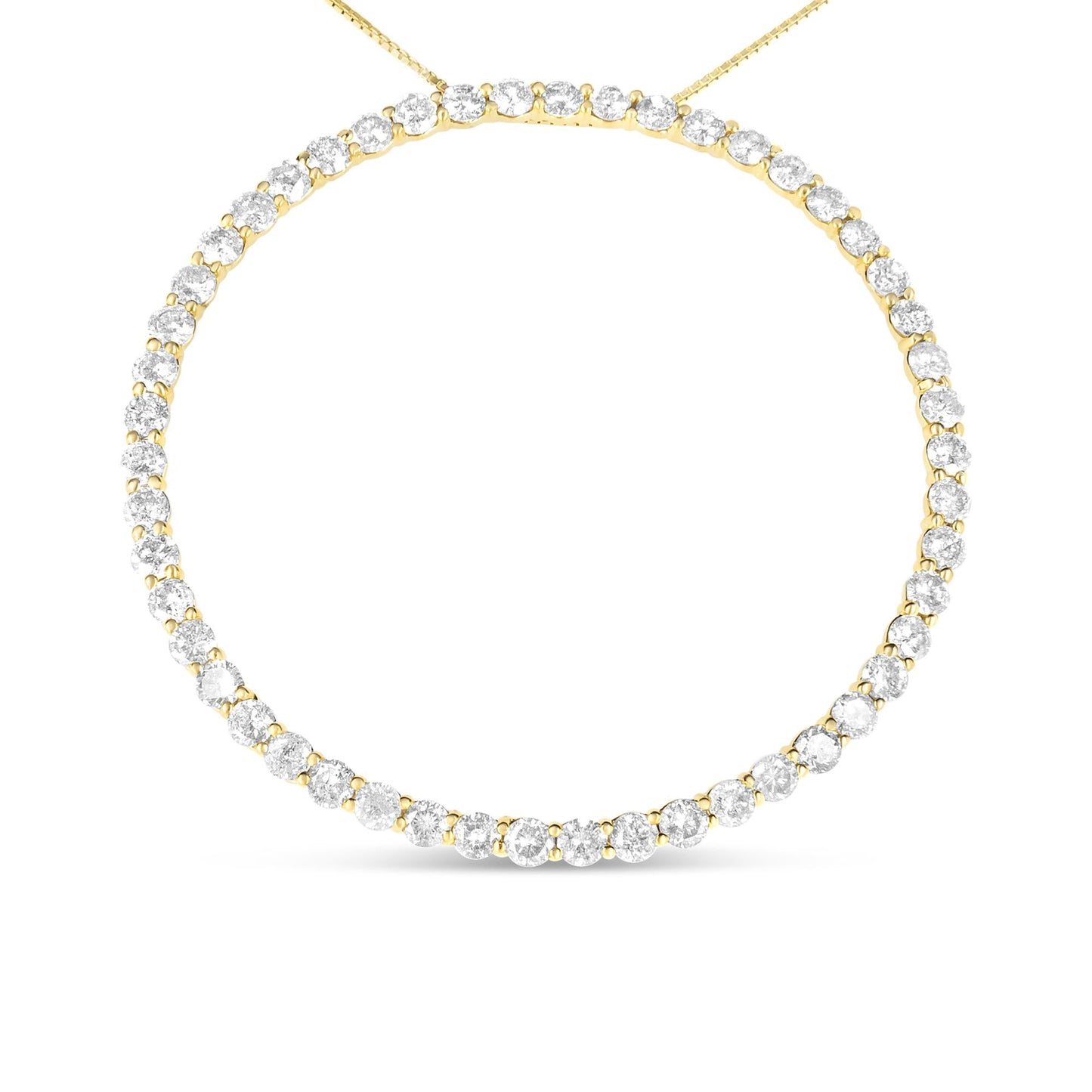 10K Yellow Gold Plated .925 Sterling Silver 4 Cttw Diamond Circle Hoop 18" Pendant Necklace (J-K Color, I1-I2 Clarity)