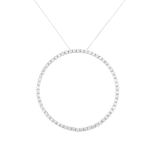 .925 Sterling Silver 5.0 Cttw Prong Set Round-cut Diamond Open Circle Hoop 18" Pendant Necklace (I-J Color, I2-I3 Clarity)