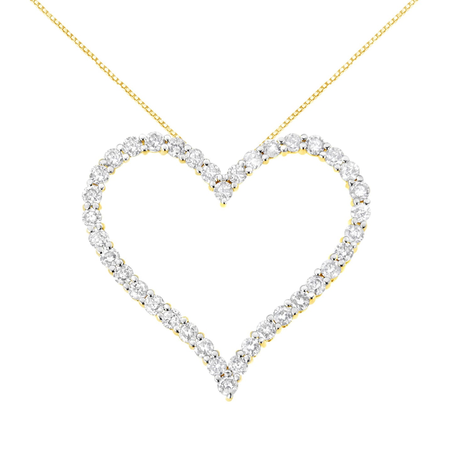 10k Yellow Gold Plated .925 Sterling Silver 3.0 cttw Round-Cut Diamond Open Heart Pendant Necklace (J-K Color, I1-I2 Clarity) - 18"