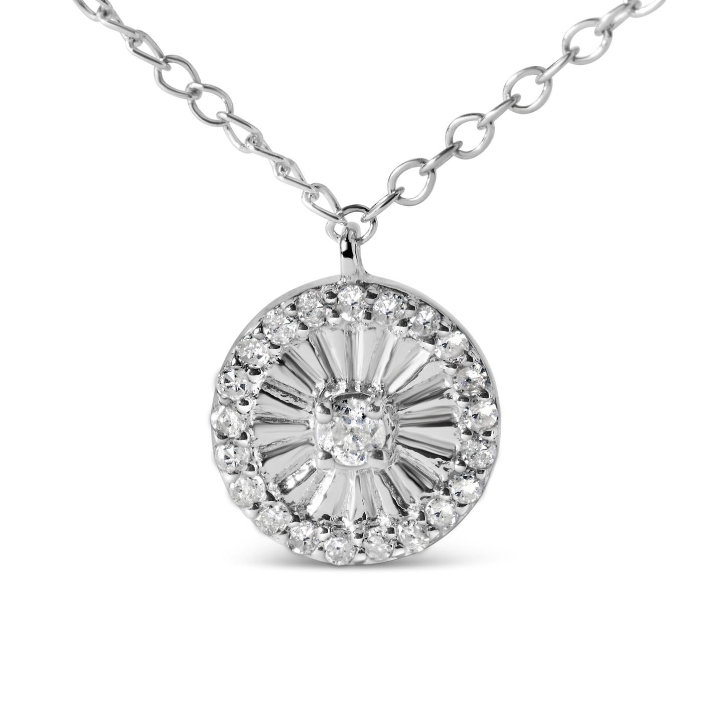 .925 Sterling Silver 1/6 Cttw Diamond Wheel and Spoke Pendant Necklace (H-I Color, I2-I3 Clarity) - 18"