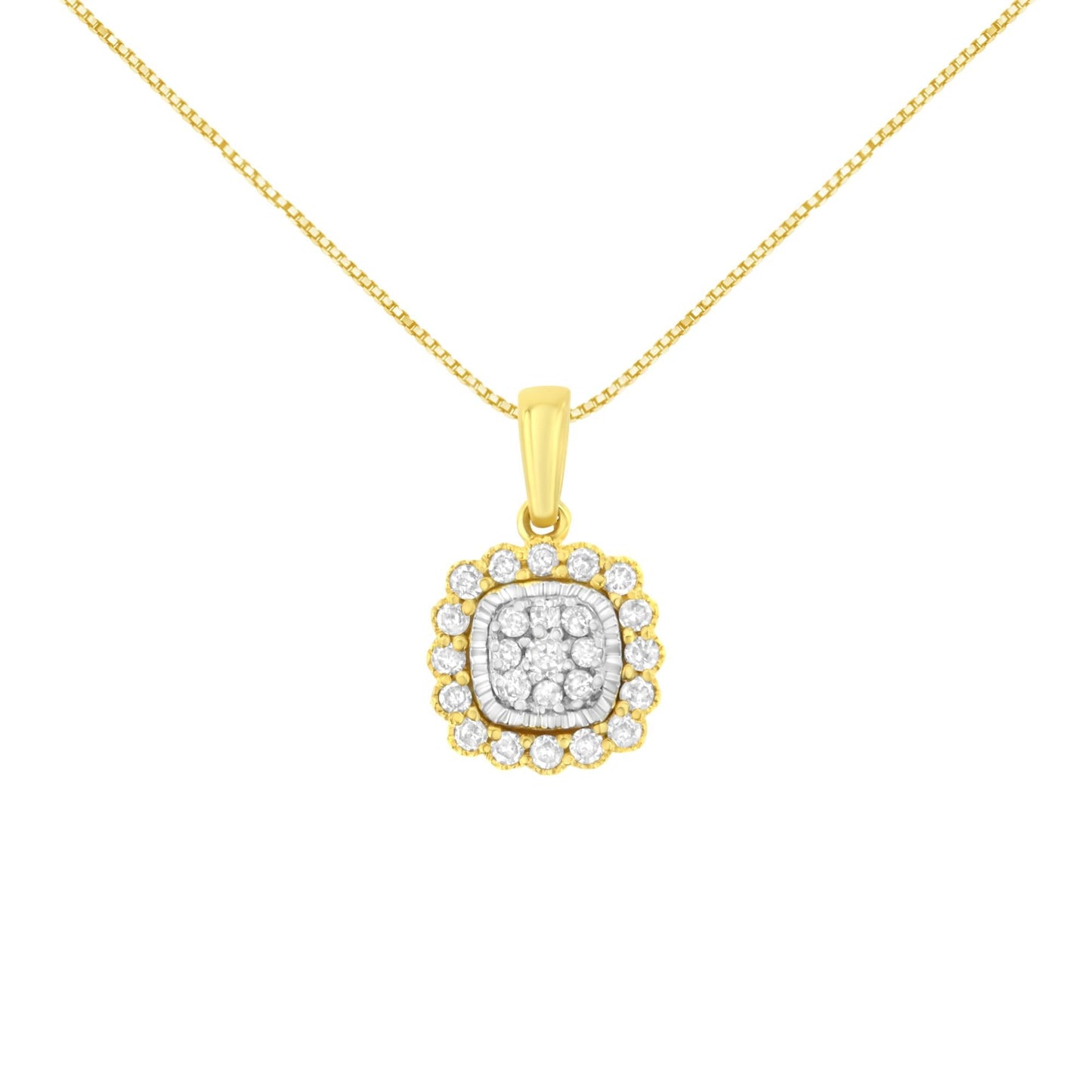 10K Yellow Gold Plated .925 Sterling Silver 1/4 Cttw Diamond 18" Pendant Necklace (I-J Color, I1-I2 Clarity)