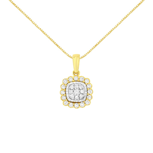 10K Yellow Gold Plated .925 Sterling Silver 1/4 Cttw Diamond 18" Pendant Necklace (I-J Color, I1-I2 Clarity)