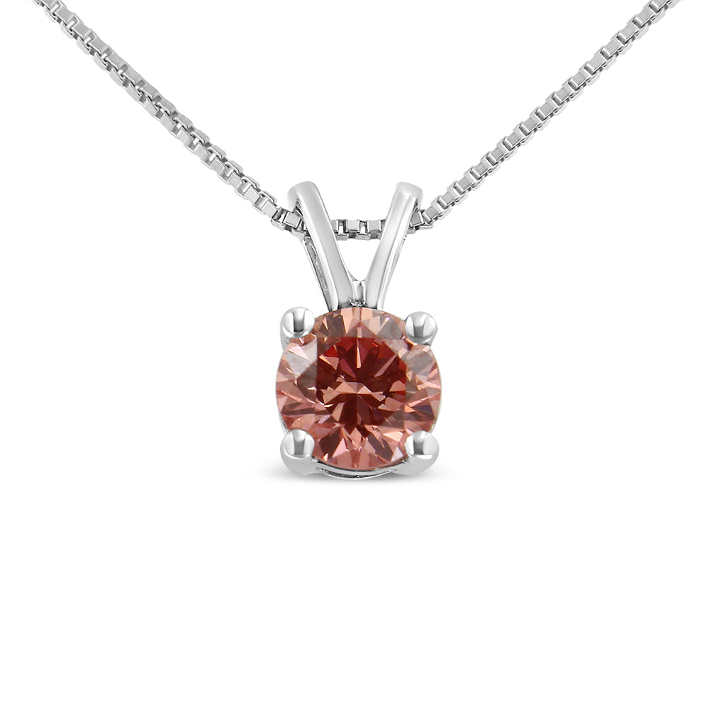 10K White Gold 1/4 Cttw Round Brilliant Cut Lab Grown Diamond 4-Prong Solitaire Pendant Necklace