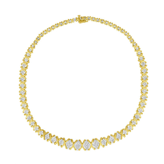 10K Yellow Gold 4 cttw Brilliant Round-Cut Diamond Graduating Riviera Statement Necklace (H-I Color, I2-I3 Clarity)