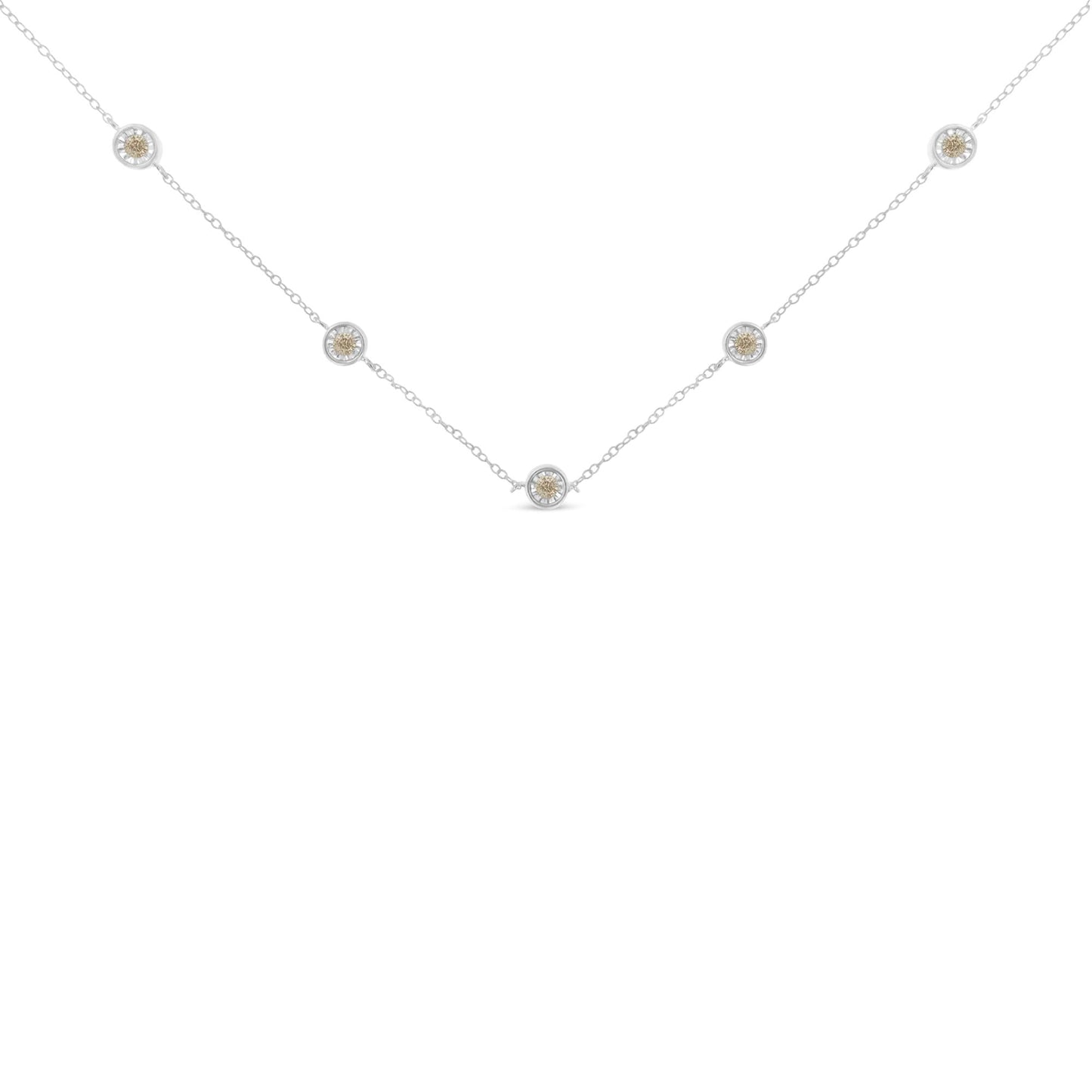 Sterling Silver Diamond Station Necklace (1/2 cttw, I-J Color, I1-I2 Clarity)