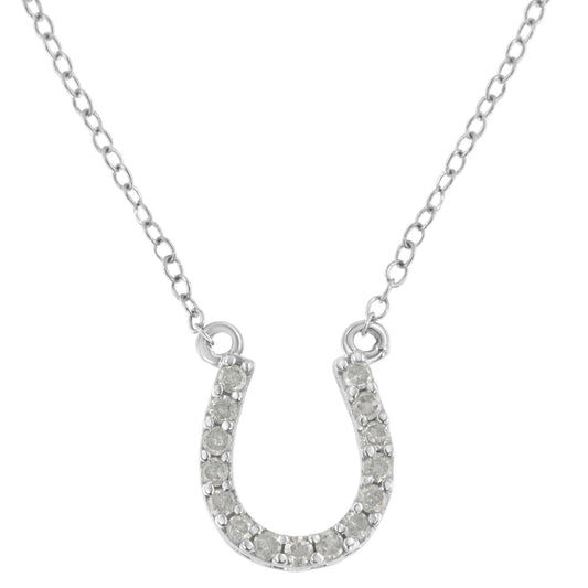 .925 Sterling Silver 1/4 cttw Diamond Horseshoe Necklace (I-J, I3)