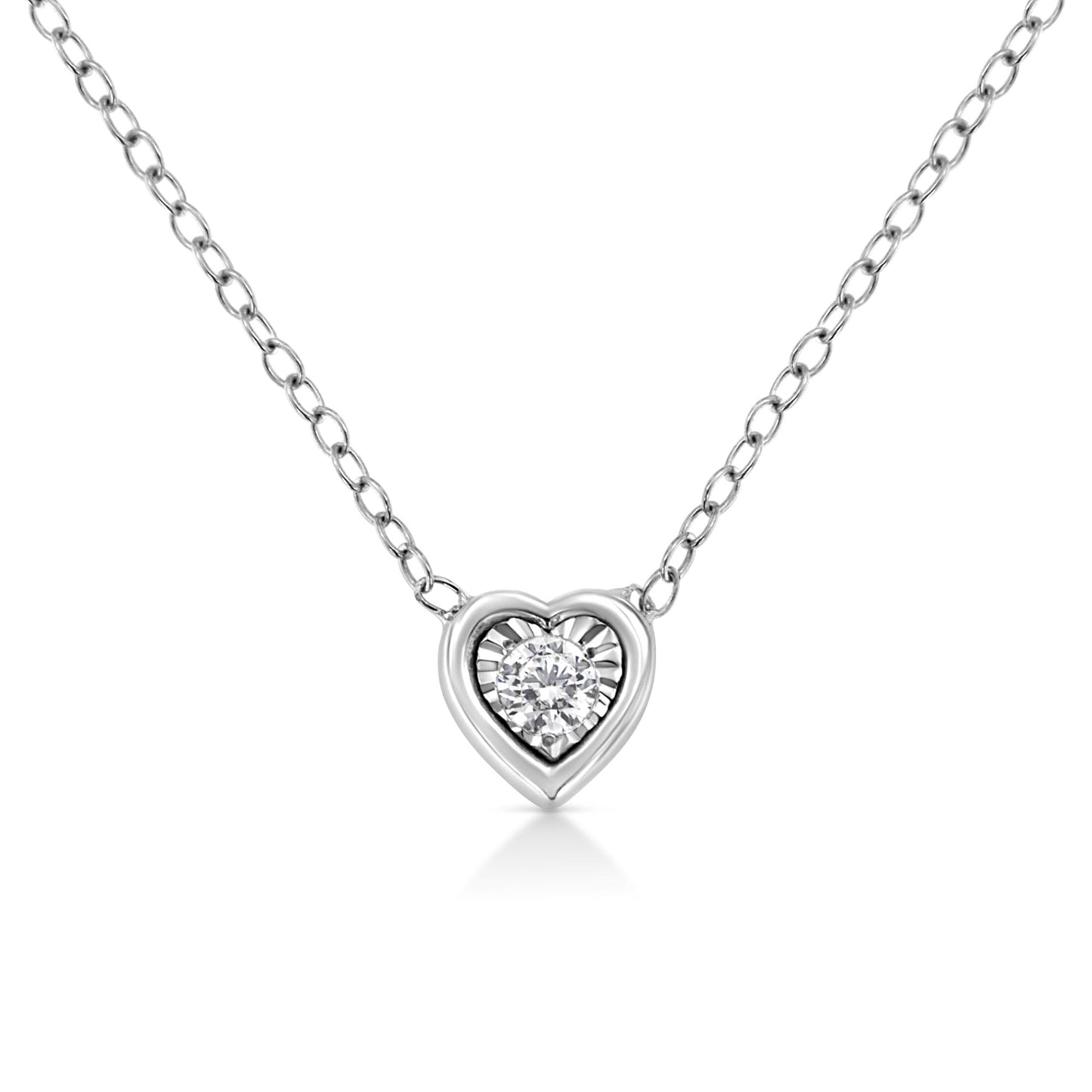 10K White Gold 1/10 Cttw Miracle Set Round-Cut Diamond 18" Pendant Necklace - Choice of Shape